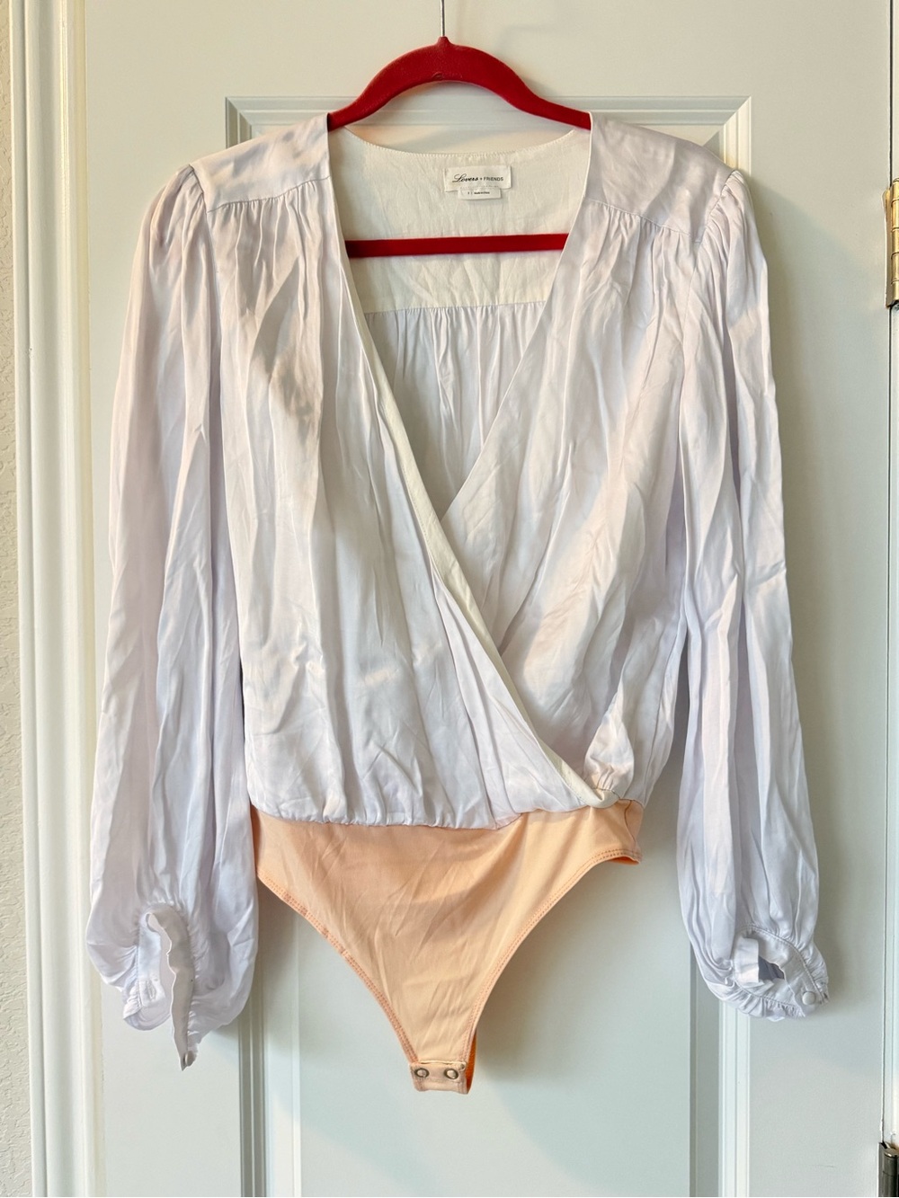 Lovers and friends long sleeve wrap white bodysuit, Small